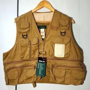 Tex Sport- Mens Hi- Country Khaki Fishing Vest Multiple Compartments Sz.Medium